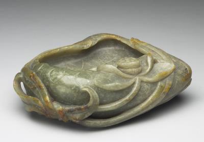 图片[2]-Jade brush washer in the shape of a lotus leaf, Qing dynasty (1644-1911)-China Archive